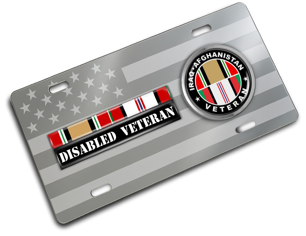 Iraq - Afghanistan Disabled Veteran - Stainless Steel Car License Plate